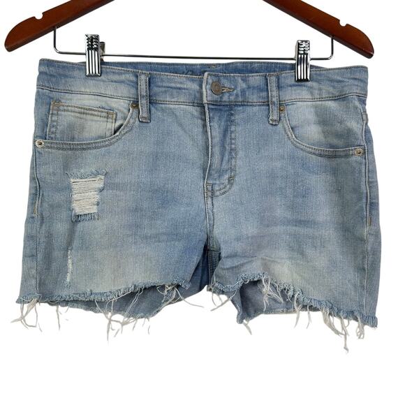Mossimo Mid Rise Stretch Distressed Denim Cut Off Shorts Size 10 - Picture 1 of 5
